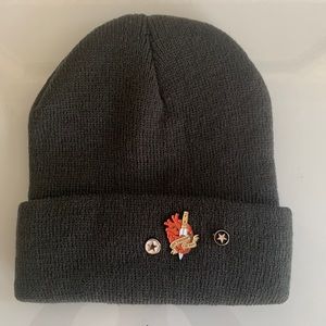 Woman’s Grey Skull Cap with Decorative Pins